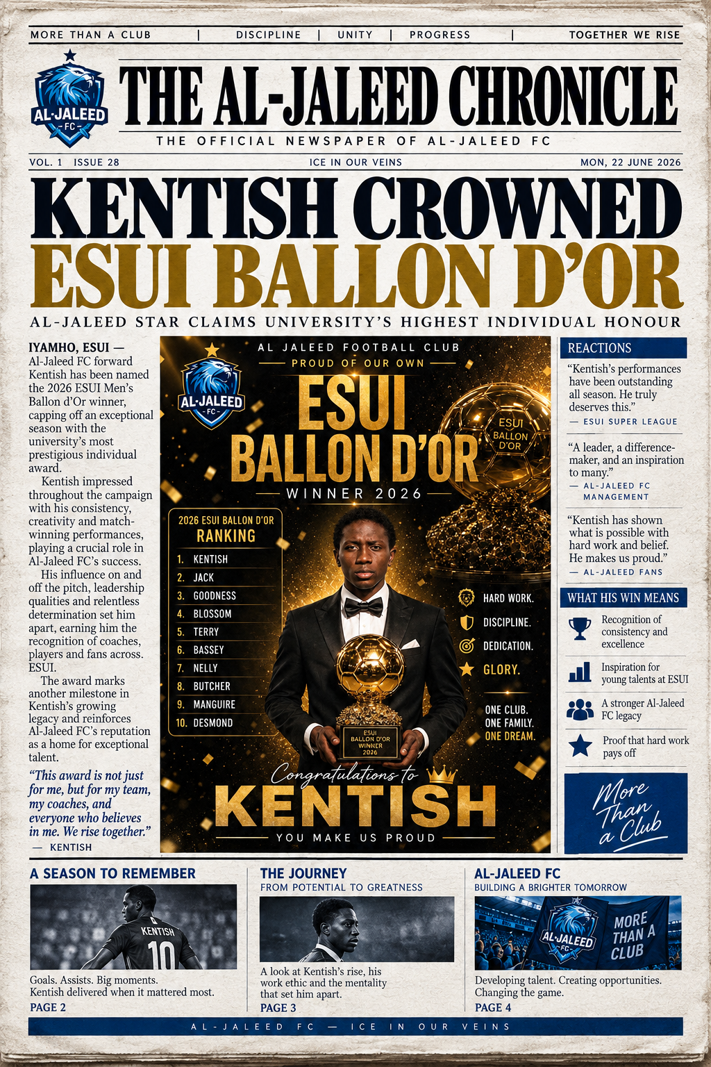 KENTISH REIGNS SUPREME: ESUI BALLON D’OR IS HIS 🏆